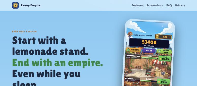 Penny Empire &mdash; idle tycoon, start with a lemonade stand