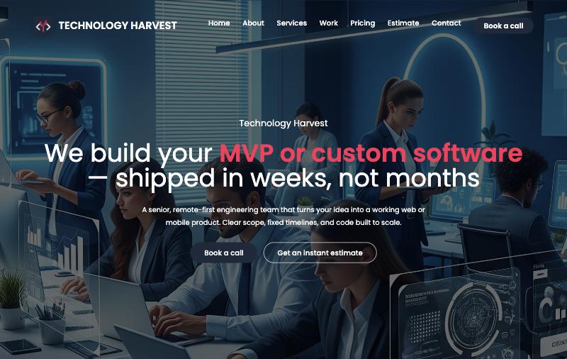 Technology Harvest landing page